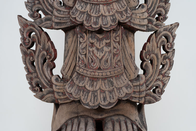 A Teak Wood Sculpture In The Form of a Thai Greeting Angel