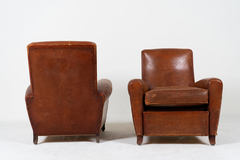 A Pair of French Leather Chairs, c. 1950