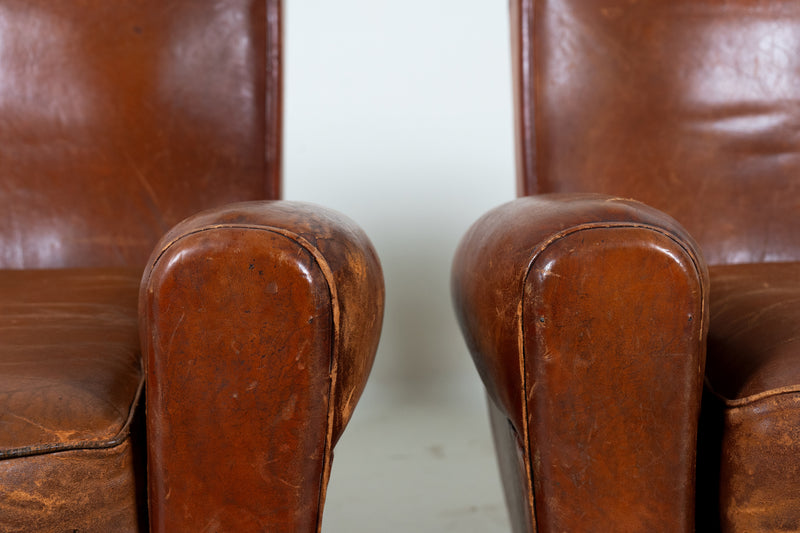 A Pair of French Leather Chairs, c. 1950