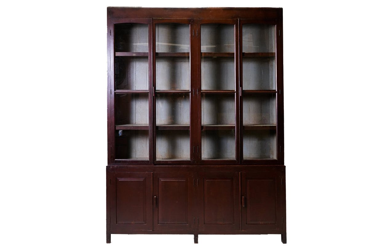 20th Century British Colonial Bookcase with Bottom Storage
