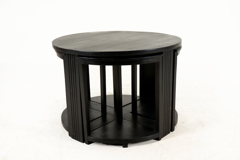A British Colonial Art Deco Tea Table with Four Stools