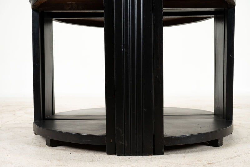 A British Colonial Art Deco Tea Table with Four Stools
