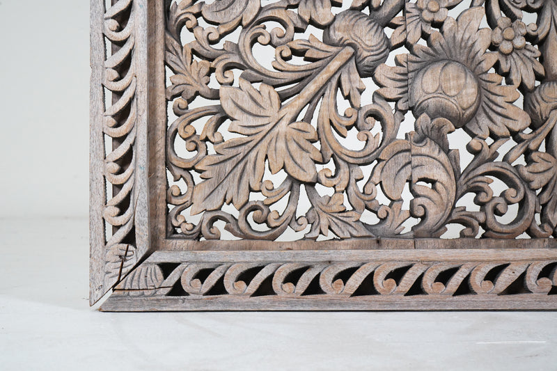 A Carved Teak Wood Lotus Flower Ceiling Panel 3'x3'