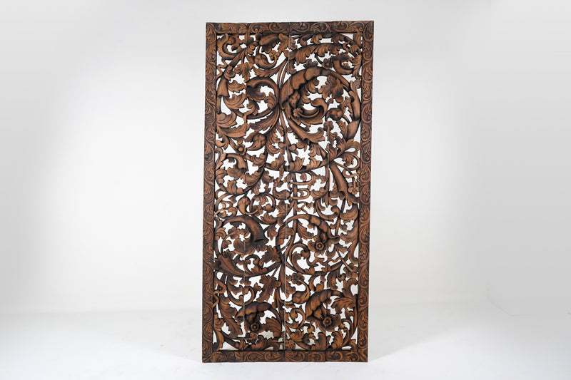 A Thai Teak Wood Rectangular Lotus Flower Panel 4'x8'