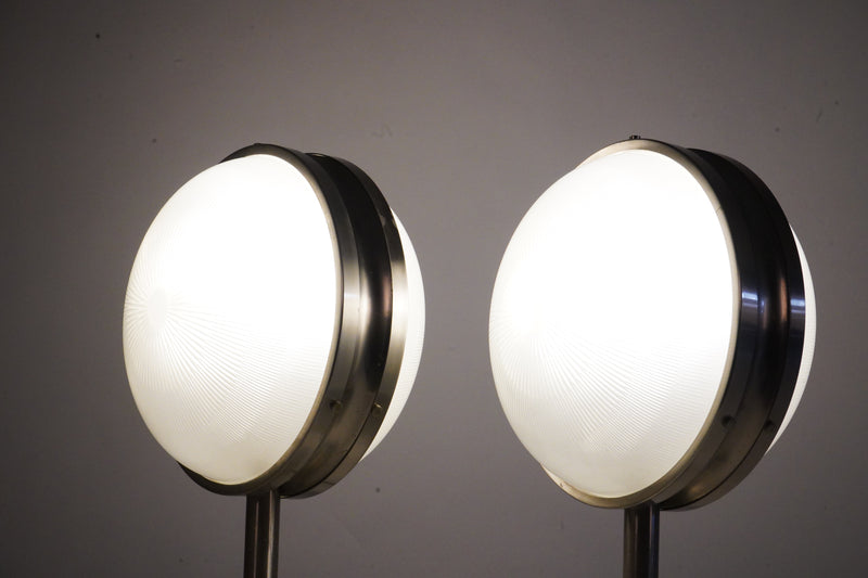 A Pair of Italian Wall Sconces In Stainless Steel