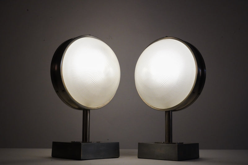 A Pair of Italian Wall Sconces In Stainless Steel
