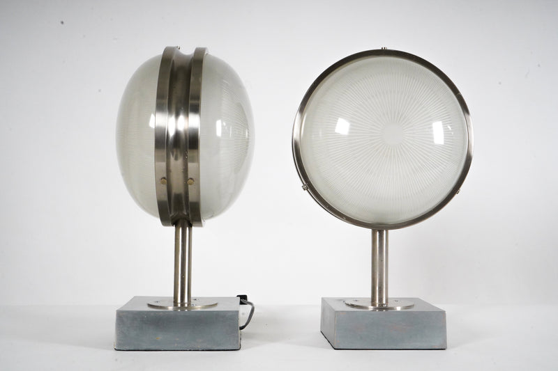 A Pair of Italian Wall Sconces In Stainless Steel