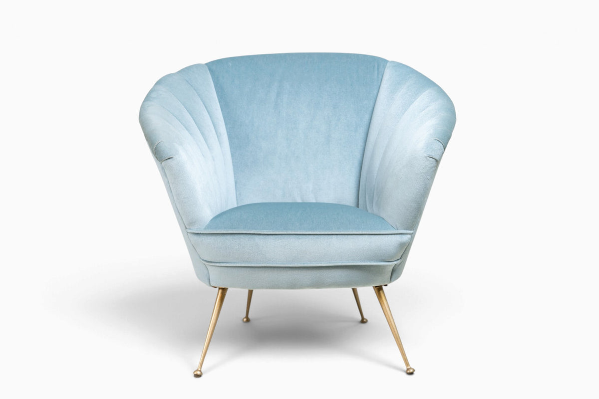 A Mid Century Modern Italian Club Chair with Brass Legs