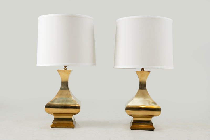 A Pair of Art Deco Brass Lamps