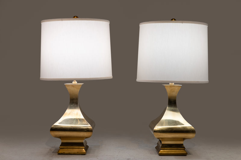 A Pair of Art Deco Brass Lamps