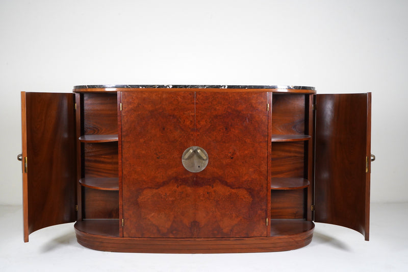 Art Deco Bar Cabinet with Walnut Veneer