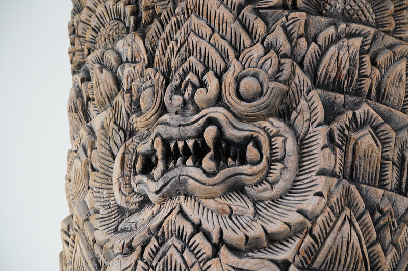 A Teak Wood Sculpture depicting Cambodian king Jayavarman VII