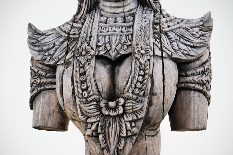 A Teak Wood Sculpture of a Cambodian Apsara Dancer