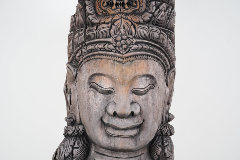 A Teak Wood Sculpture of a Cambodian Apsara Goddess