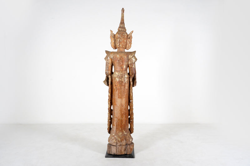 A Thai Teak Wood Sculpture of a Blessing Angel