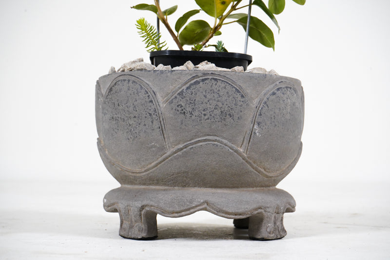 A Carved limestone Lotus Flower Pot