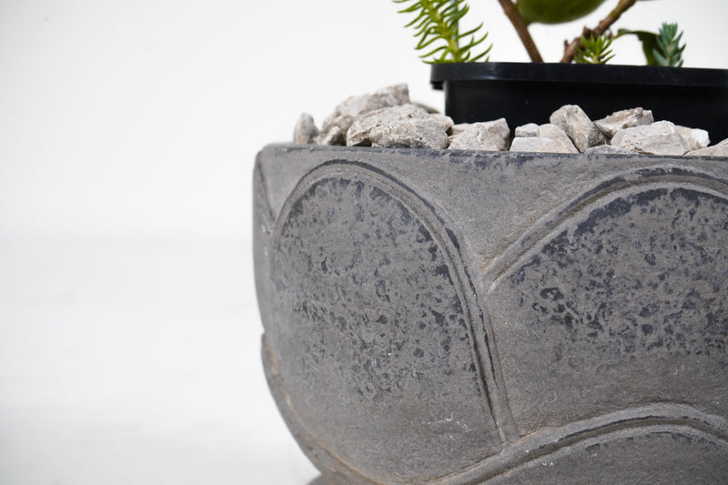 A Carved limestone Lotus Flower Pot