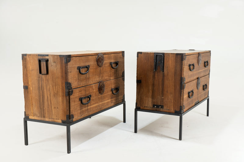 A Pair of Japanese Tansu Bedside Chests