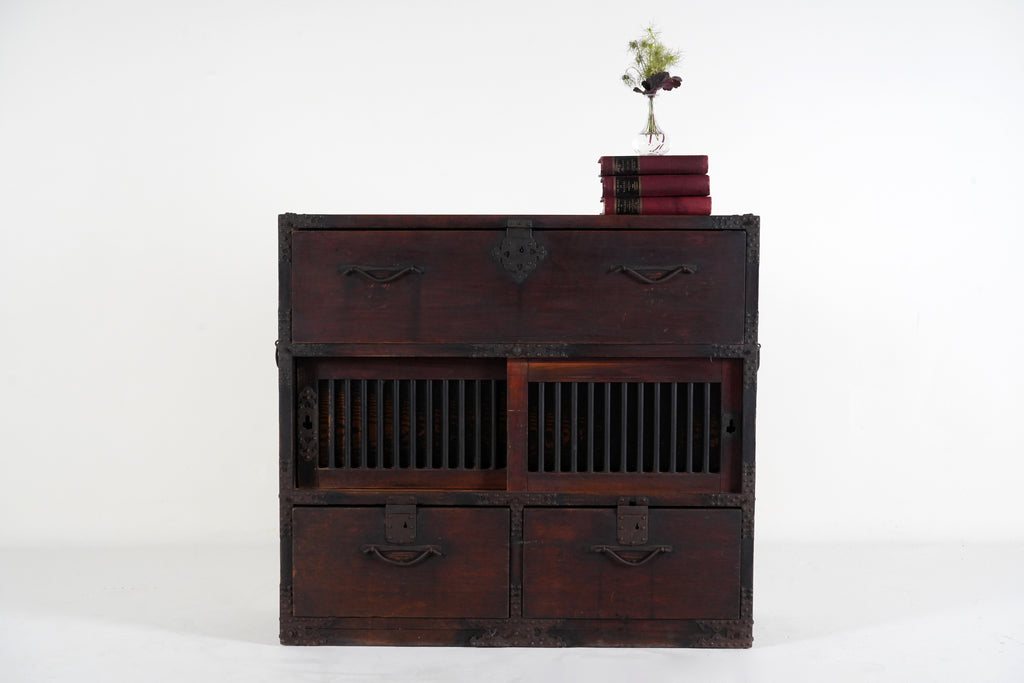 Japanese Tansu Storage Cabinet with Sliding Doors, Meiji Periode