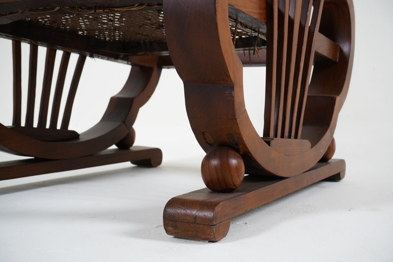 A Pair of Anglo-Indian Veranda Chairs in Teak and Rattan