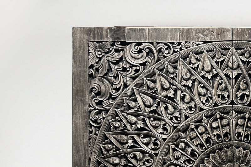 A Carved Teak Wood Lotus Flower Panel 6'x6'