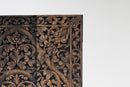 A Rectangular Teak Wood Carved Lotus Flower Panel