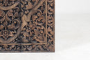 A Rectangular Teak Wood Carved Lotus Flower Panel