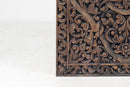 A Rectangular Teak Wood Carved Lotus Flower Panel