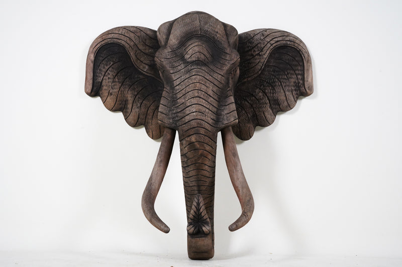 A Carved Wood Elephant Head- Small