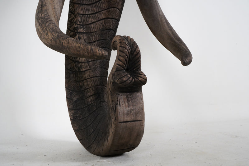 A Carved Wood Elephant Head- Medium