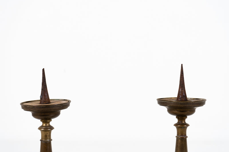 A Pair of French Brass Candleholders, c. 1900