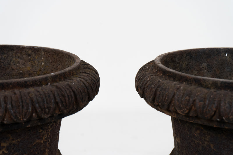A Pair of Cast Iron French Garden Urns, c.1900