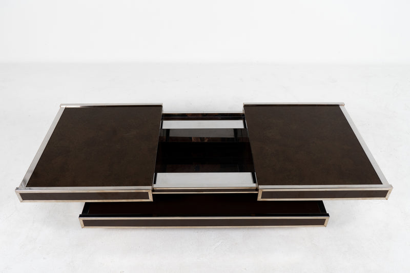 A Willy Rizzo Bar Coffee Table with Resin Burl and Chrome, Italy c.1970