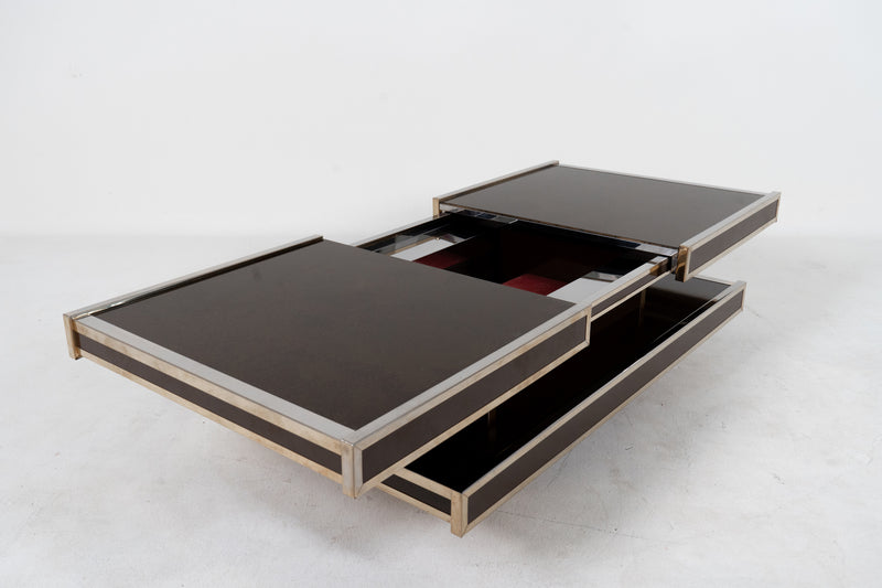 A Willy Rizzo Bar Coffee Table with Resin Burl and Chrome, Italy c.1970