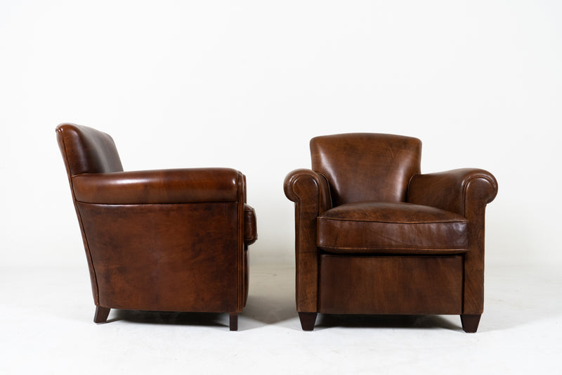 A Pair of Lamb Leather Chairs, France, Newly Made