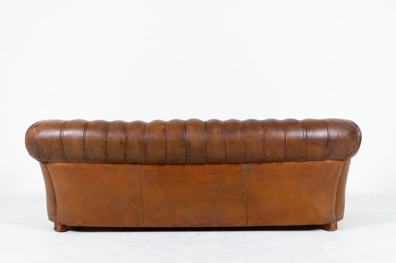 A Vintage Chesterfield Leather Sofa, France c.1960