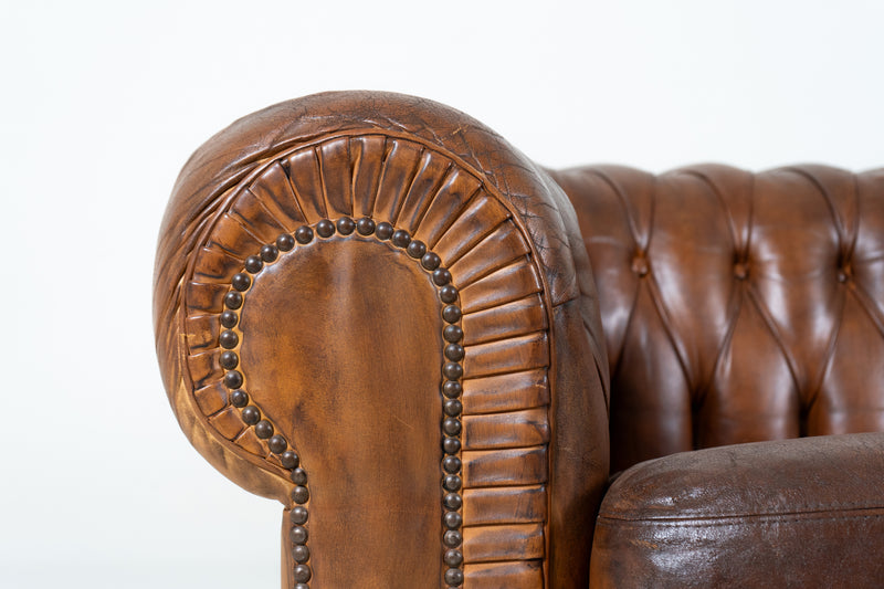 A Vintage Chesterfield Leather Sofa, France c.1960