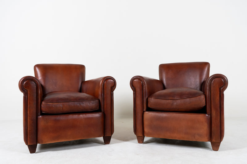A Pair of Leather "Submarine" Chairs, France, New