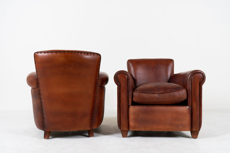 A Pair of Leather "Submarine" Chairs, France, New