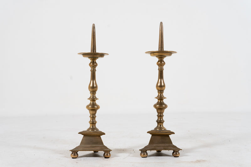 A Pair of Brass Candle Holders, France c.1900