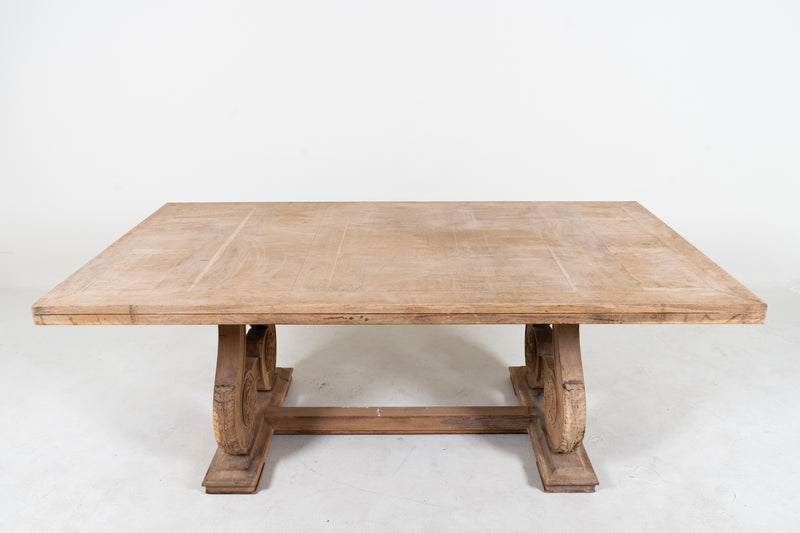 An Oak Wood Table with Carved Legs
