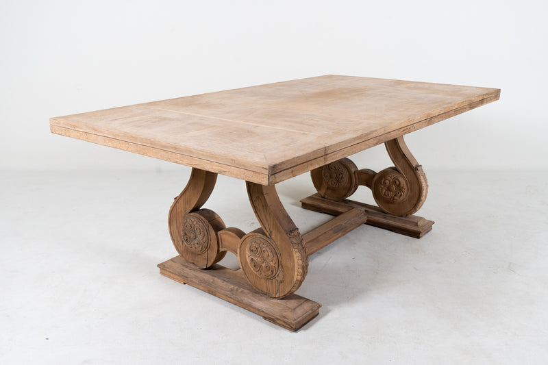 An Oak Wood Table with Carved Legs