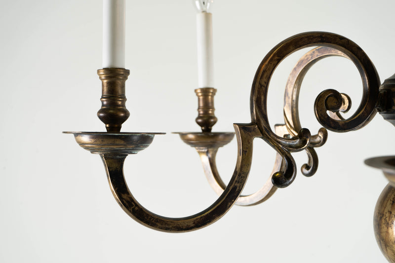 An Impressive European Solid Brass Chandelier