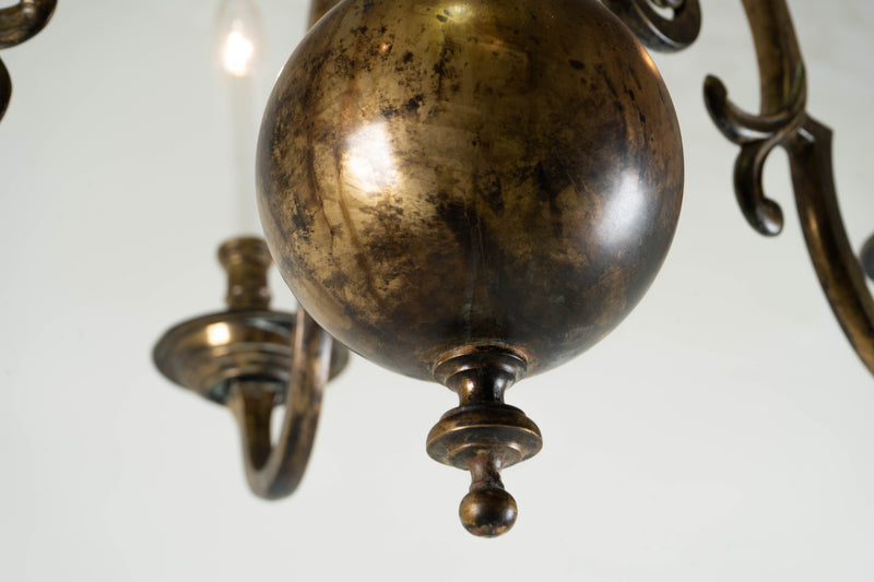 An Impressive European Solid Brass Chandelier