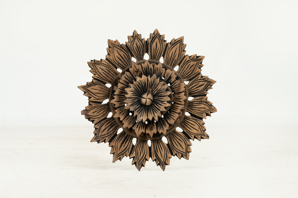 A Carved Teak Lotus Flower