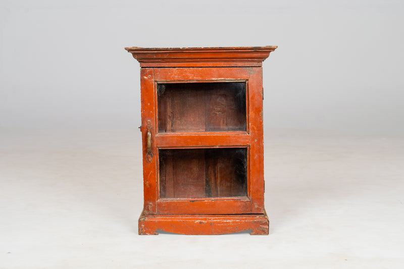 Wooden Wall Cabinet with Shelving and Glass Door
