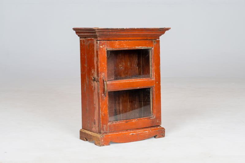 Wooden Wall Cabinet with Shelving and Glass Door