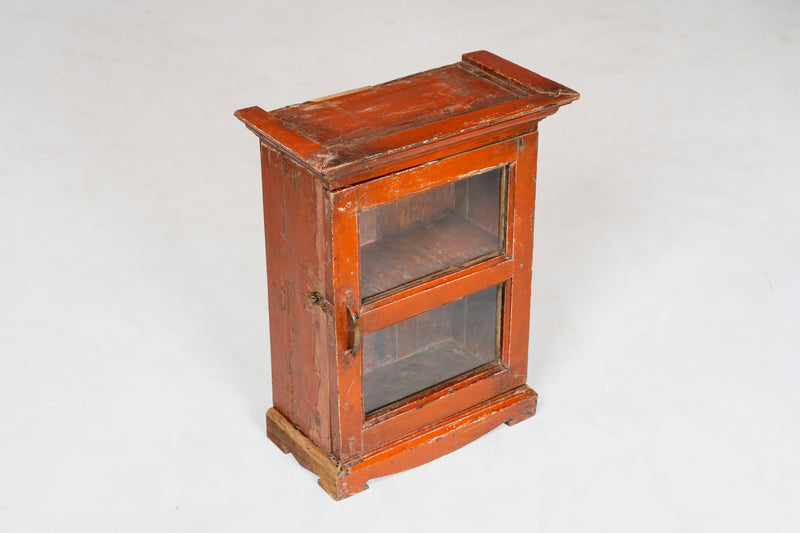 Wooden Wall Cabinet with Shelving and Glass Door