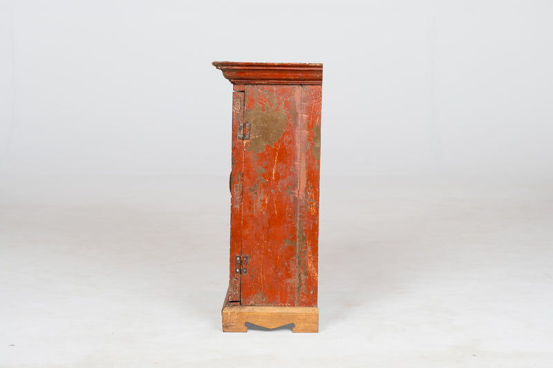 Wooden Wall Cabinet with Shelving and Glass Door