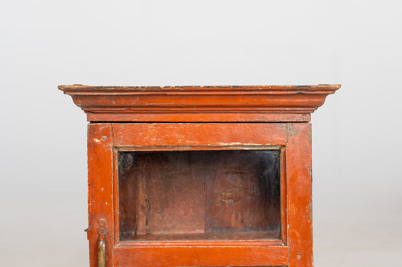 Wooden Wall Cabinet with Shelving and Glass Door
